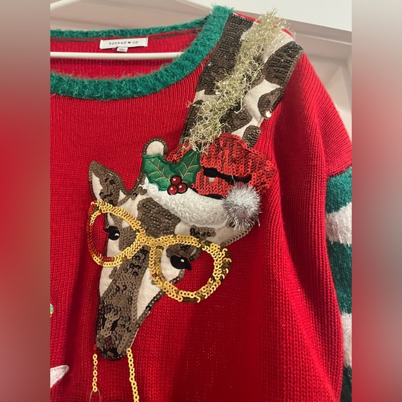 Hooked Up Giraffe Holiday Sweater - Picture 2 of 8